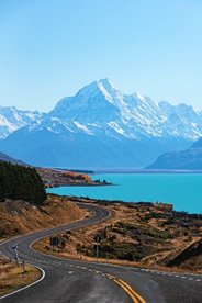Landscape including road and mountains