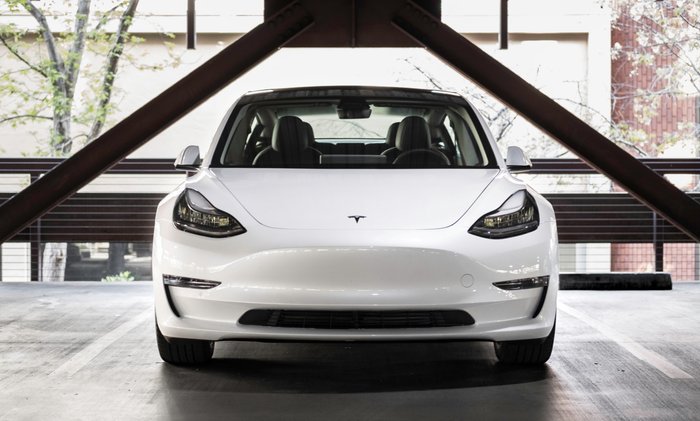Front view of Tesla Model 3