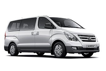 Side image of a silver Hyundai iMax People Carrier on a white background