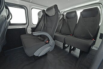 Interior image of the rear of the Toyota Hiace 10-seater minibus