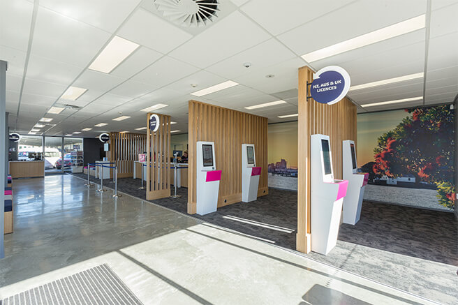 Image of a GO Rentals branch showing its self-service kiosks
